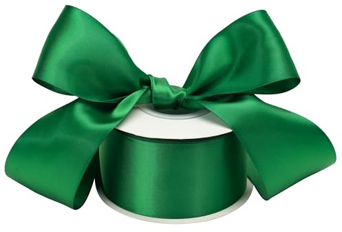 DINDOSAL Hunter Green Satin Ribbon 2 Inch x 25 Yards, Double Faced