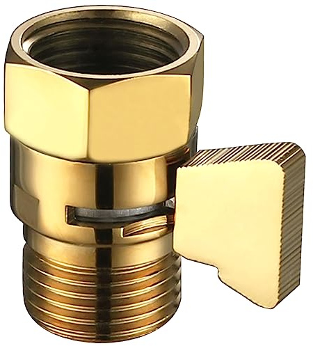 Shower Flow Control Valve, Aomasi Brass Shower Head Shut Off Valve, High Pressure Reduce Regulator With Handle Lever For Handheld Shower, Titanium Gold