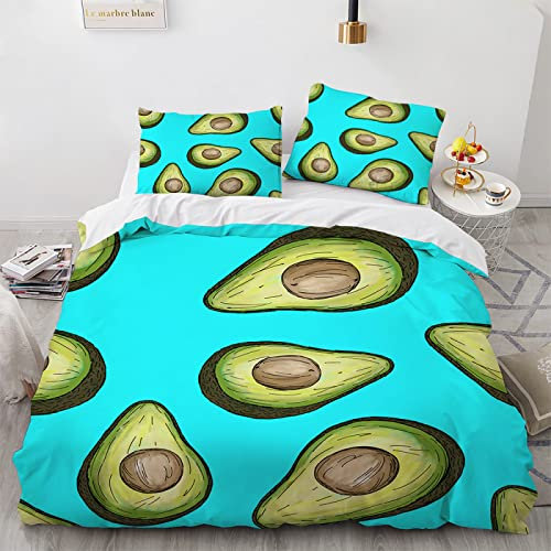 ApttEk Weiches Polyester Bettbezug 135 X 200 Langlebig Und Schnell Trocknend Bettwäsche 135 X 200 cm Avocado + Kissenbezug 80X80 cm Allergie Bettwäsche Set Anti Milben