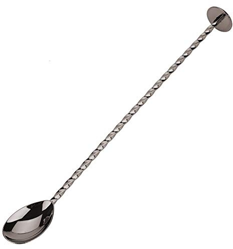 Stainless Steel Mixing Spoon, 12 Inch Bar Cocktail Shaker Spoon, Long Handle Spoon with Spiral Pattern Teardrop End Design, Drink Stirrer for Home or Bartender Use Silver Cocktails Coffee Tea Herbs