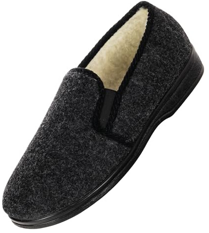APREGGIO Pantoufles Hiver Homme – Chaussons Chauds en Feutre – Confortables – Noir – 41
