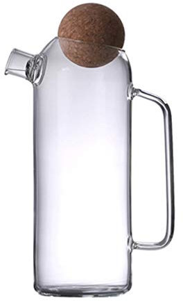 Jarra de vidrio for tetera con tapa, tetera, jarra de agua transparente con tapa de corcho for agua, jugo, leche, café, té helado, corcho, tetera de vidrio, 1200 ml, jarra de agua fría y caliente ( Co