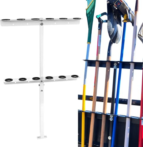 Cabtherlyn Landscape Hand Tool Rack for Truck Trailer, Vertical Hand Rack for Landscaping, Garage or Shed Walls Holds, 6 Tools for Shovels,Rakes,Hoes (WHITE)