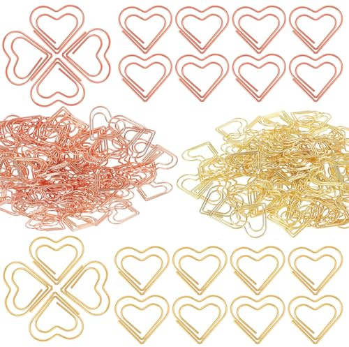Mainiusi Büroklammern Herz 100 Stück, Büroklammern Gold Herz Büroklammern Rosa Gold, Metall Büroklammern für Hochzeit Deko, Kleine Büroklammern für Büro, Schule, Persönliche Dokumente Ordnen