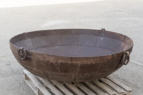 Biscottini Braciere da giardino in ferro battuto 167,5x167,5x45,5 cm - Bracere da esterni vintage effetto ruggine - Braciere barbecue per giardini e terrazze