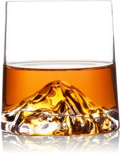 ZHRXCOK Tasse à whisky en verre de montagne en verre de glacier Tasse à vin Vodka Verre Fuji Illustration cadeau Bouteille de whisky