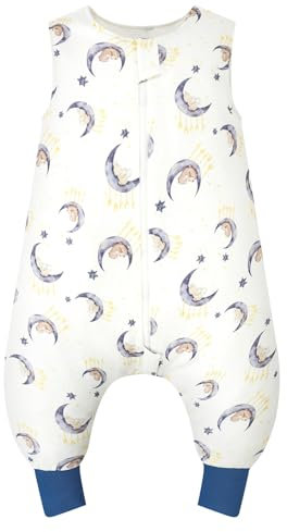 WYTbaby Schlafsack mit Füßen 1.0 Tog, 100% Baumwolle Schlafsack mit Beinen Ganzjahres Babyschlafsack für Junge Mädchen 80cm (Kinder Höhe 80-90cm)