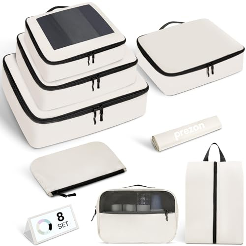 Prezon Packing Cubes for Suitcase 8 Set, Leichtgewichtige Gepäck Packing Organizer Packing Cubes für Reisezubehör