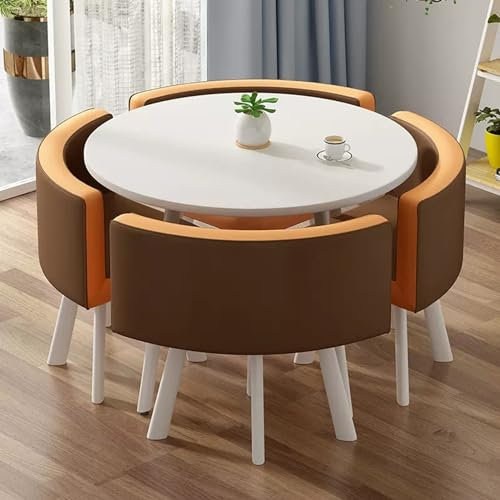 WRYsqbhjyb Esszimmertisch Rund, Esstisch Rund 80 cm, Moderner Tisch und Stühle Im 4er-Set für Couchtisch, Küche und Esszimmer (Color : Q)