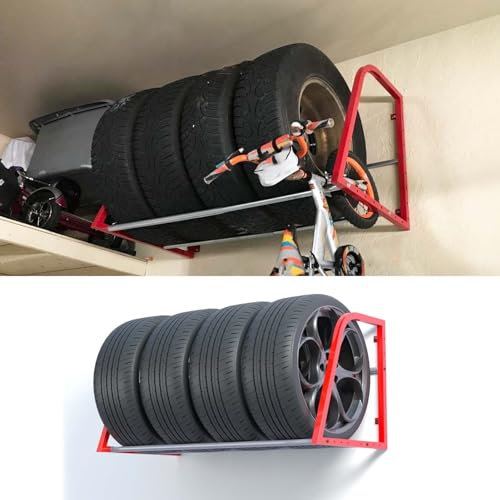 CMYUN Reifenregal Hochleistungs-Mehrfachreifenständer An Der Wand Montiert, Shop-Garage-Keller-Reifen-Organizer/Reifenlagerregalhalter, Platzsparende Felgenständer 127cm