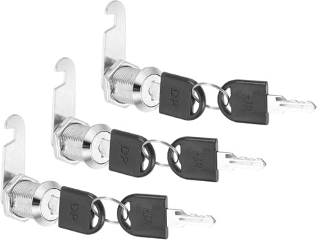 PATIKIL Cabinet Lock with Keys 3 Pcs 1(25mm) Cam Locks Zinc Alloy Tool Box Lock Replacement Keyed Alike for Drawer Cupboard Household Mailbox RV Door Lock, Silver