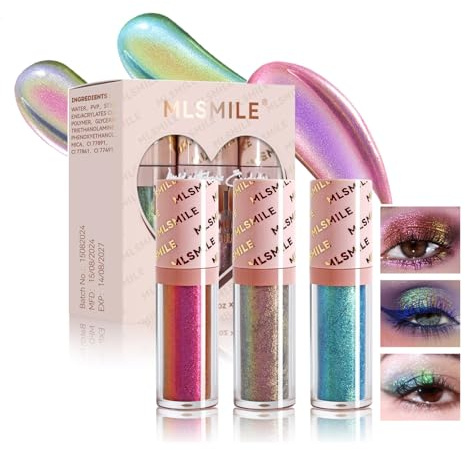 Ensemble de fards à paupières liquides multichromes, caméléon liquide métallisé, longue durée, brillant, imperméable, illuminateur pour les yeux, pour créer des looks holographiques multidimensionnels