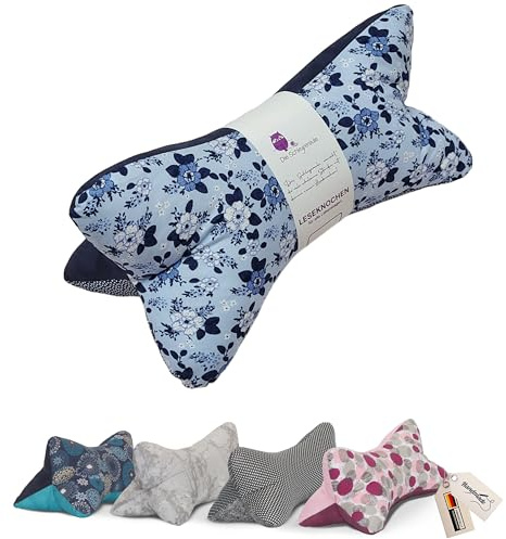 Leseknochen Blumen Nackenkissen Handmade in D, waschbar (Kirschblüte Blau)