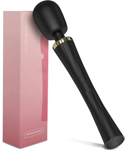 VIVAHARMONY Wand Vibrator - Powerful, Quiet & Discreet with 5 Vibration Modes, 3 Speeds, Large Flexible Head, Waterproof, USB Rechargeable for Women Sex Toyscouples for Couples