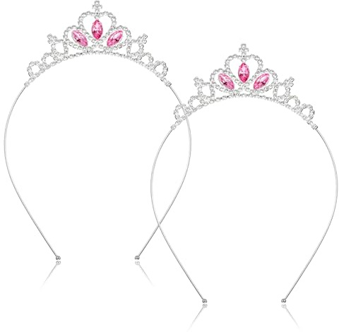 TIESOME Set med 2 hjärtformade kristalltiaror med strass, prinsesskrona för födelsedag, födelsedagsfest och bröllop, 1 styck (paket med 2), metall