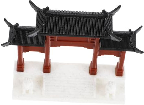 GARVALON Mini Garden Gate Statue Chinese Style Ornament Aquatic Decor for Fish Tank Zen Garden Accessory
