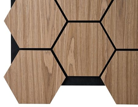 Fuse Acoustic Wooden Hexagon Wall Panel in Walnut Effect, 4 Pack