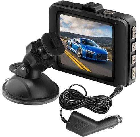 Dash Cam anteriore e posteriore – 1080p FHD telecamera per auto con visione notturna | grandangolo 170°, scheda SD da 64 GB, GPS e WiFi integrati, sensore G, monitor parcheggio, registrazione in loop