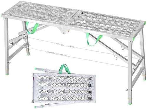 HGOuhK Torre de andamio Plataforma de Trabajo Plegable portátil, Plataforma de Trabajo Ajustable, Escalera de Trabajo Plegable de Acero Andamios Plegables Aluminio(200cm)