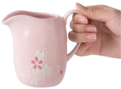 OUYUE Gravy Boat Gravy Jug Hand Painted Pointed Mouth Milk Jug Ceramic Milk Jug Coffee Pot Teapot Sauce Pot Juice Bucket Gravy Boat For Family(Pink)