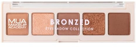 MUA Makeup Academy 5-Shade Eye Shadow Palette, Bronzed, Highly Pigmented Matte & Shimmer Blend, Vegan and Cruelty Free