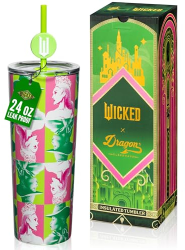 Dragon Glassware x Wicked Vacuum Insulated Tumbler with Lid and Straw, 30oz Stainless Steel Tumbler with 2 Straws for Water & Iced Tea, Portraits