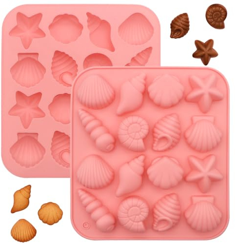 Shell Mold Silicone Marine Theme Cake Fondant Pink Reusable Seashell Chocolate Molds for DIY Cake Decoration Chocolate Candy Polymer Clay Crafting Projects A6HYBKMJ