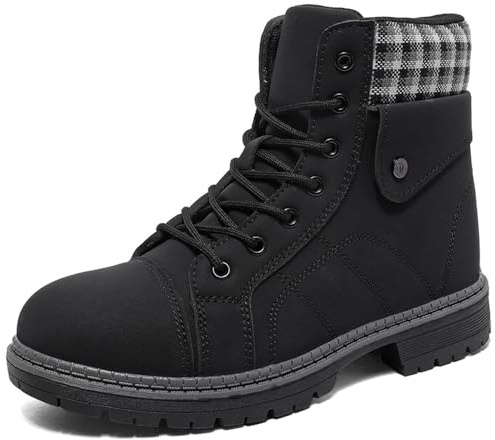 Rokiemen Stivali Donna Scarpe da Neve Inverno Impermeabili Stivaletti Caldi Pelliccia Stringate Stivaletti da Trekking Outdoor Nero EU41