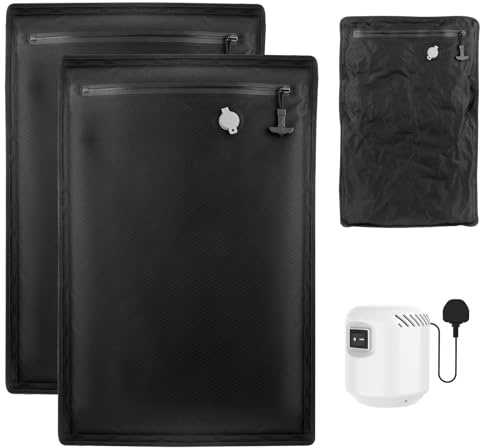 Puersit Travel Vacuum Storage Bags with Electric Pump – Waterproof Reusable Compression Bags for Clothes (Black 2PC+Pump, 40 * 60)