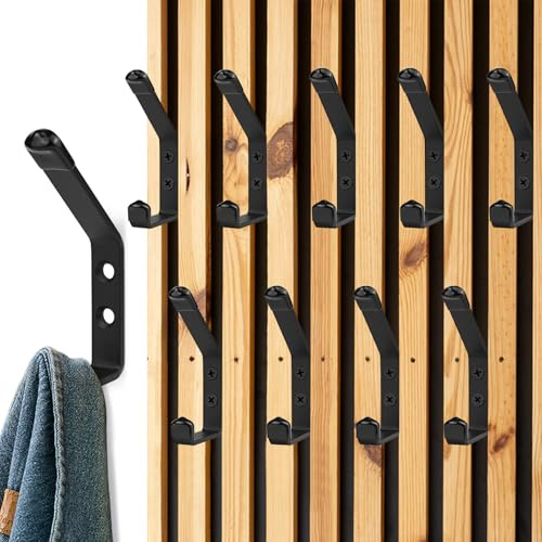 JINTANG 10pcs Ganci per Pannelli Fonoassorbenti,13mm Doppio Gancio appendi abiti per muro modern,appendiabiti da parete design per Pannello Fonoassorbente per Porte, Bagni, Atri e Corridoi