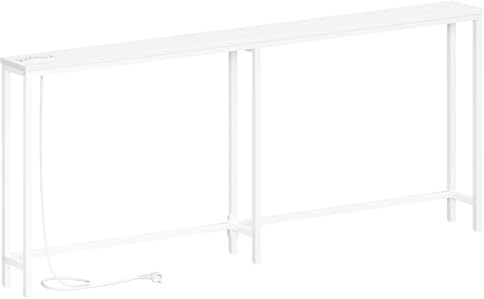 HOOBRO Console Meuble avec multiprise, Table Console avec Station de Charge, Bout de Canapé étroit, Console derrière Le canapé, pour entrée, Couloir, Hall, Blanc EWW205CXG01