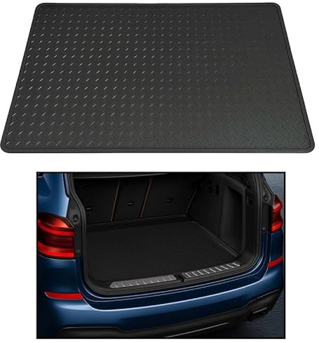 GCM - Tailored Car Universal Boot Liner Mat – All Vehicle Fit, Durable Rubber Boot Mat - Waterproof, Anti-Slip & Heavy Duty Easy Clean Mats(Grey Edging, Rubber)