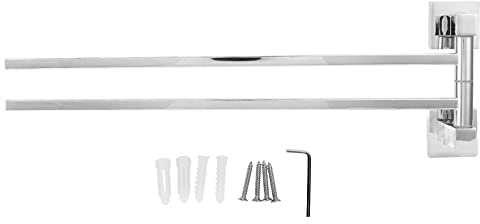 TZOXTLH Barra portasciugamani in acciaio inox supporto appendiabiti per accappatoio per asciugamano girevole a 180 ° per bagno (250255 due aste mobili cromate)