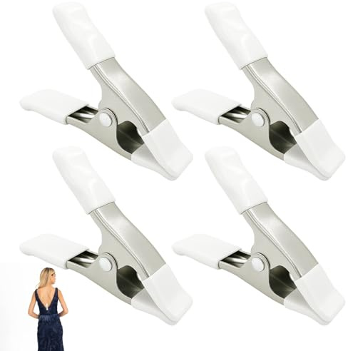 4pcs Spring Clamps, Dress Clips Clamps, 10.6cm/4.17in Spring Clamp, Bridal Cinch White Waist Cincher Clothing Clamp Pin for Wedding, for Mannequin Clothespins Designers and Photographers
