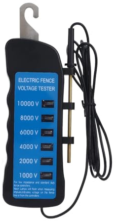 Testeur de clôture électrique ABS 10 000 V étanche facile à transporter pour l'entretien des clôtures agricoles, outil de test de clôture facile à transporter