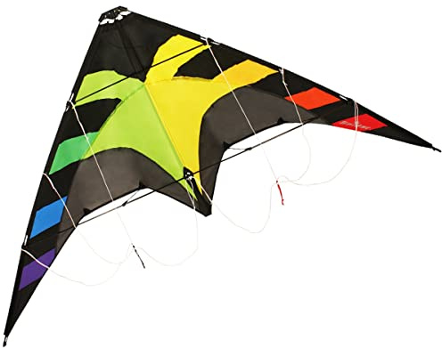 CIM Lenkdrachen - Spider Rainbow - für Kinder ab 8 Jahren - Abmessung: 145x78cm - inkl. Steuerleinen mit Gurtschlaufen