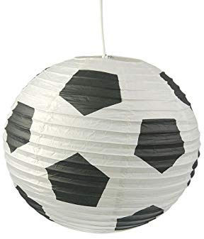 Niermann Standby Papierlampe fürs Kinderzimmer mit dimmbare LED - Lampenschirm FUSSBALL Motiv - Pendelleuchte mit Aufhängung