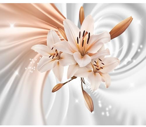 decomonkey Fototapete Blumen Lilien 250x175 cm XL Tapete Wandbild Wandbild Bild Fototapeten Tapeten Wandtapete Wandtapete 3d Effekt Abstrakt orange