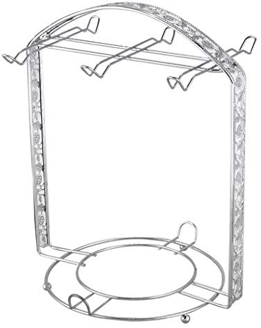 BIlinli Placcatura in Argento Tazza da caffè Hob Cup Dish Rack può Appendere la Maggior Parte delle 6 Tazze e piattini Supporto in Metallo