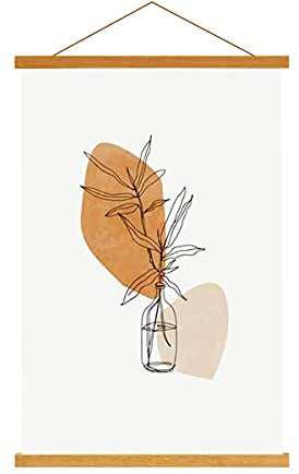 Sanauto A3 Poster Frame Hangers 30cm, Magnetic Wooden Poster Hanger Rails Magnet Frame Hanging Kit for 30x42 Landscape Large Size Wall Map (30cm, Teak)