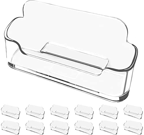 vrupin Business Card Holder for Desk - 12 Pack Acrylic Business Card Holder , Fits 30-50 Business Cards Display Business Card Stand Desktop Business Card Holders for Exhibition