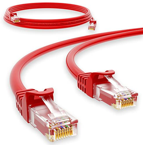 HB-DIGITAL Cable de red LAN CAT.6 de 0,5 m, velocidad de transferencia de hasta 1 Gbps - RJ45 macho 50 cm rojo cobre profesional U/UTP Cat6 Ethernet Cable de conexión conmutador router módem