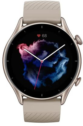 Amazfit GTR 3 Smart Watch Sports, GPS, orologio fitness con frequenza cardiaca, monitoraggio dello stress, display AMOLED da 1.3 pollici, Alexa integrato, grigio chiaro di luna (rinnovato)