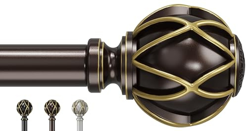 Barras de cortina 45 a 190 cm (17.7-75 pulgadas) tubo de grosor, nunca se doblan, barra de cortina simple extensible barras de cortina de bronce para ventanas de 40 a 185 cm