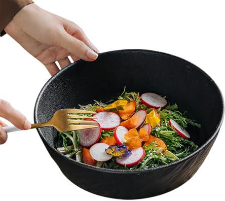 Tazón De Sopa De Gran Capacidad|Tazones De Fideos De Cerámica Esmerilada|Tazón Para Servir Para Fiestas Tazón Redondo Para Mezclar|Vajilla Nórdica Simple,Negro-4PCS,30,8x8cm (12,1x3,1 Pulgadas)