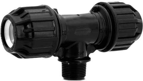H2O-Flex PP Fitting T-Stück 25mm x 1 Außengewinde, Klemmverbinder, DVGW | PP Fitting-Set mit Trinkwasserzulassung und allen Varianten, Bogen, T-Stück, Kugelhahn, Kupplung, Wandwinkel, Stopfen,PE-Rohr