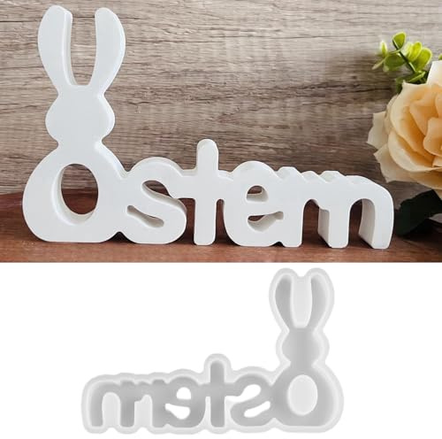 WIKIMO Silikonformen Gießformen Ostern Hase Silikonform Ostern Alphabet Gips zum Gießen Silikonformen für Frühling Gießform Ostern für Handwerk