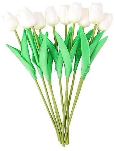 GHMYU Artificial Flowers 10 Pezzi Ornamenti Domestici Tulips Finti Vaso Finto Tulips pu Tulips Bundle Artificiali Bianchi Artificial Plants