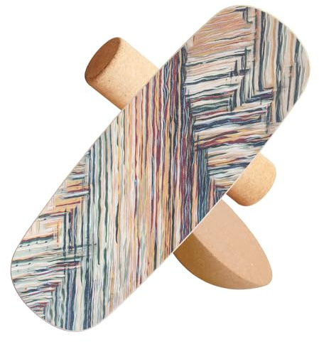 Holz Balance Board mit Rolle & Halbkugel - Balancierbrett für Gleichgewichtstraining - Erwachsene - Inkl. Anleitung - Verbessert Koordination & Muskelkraft