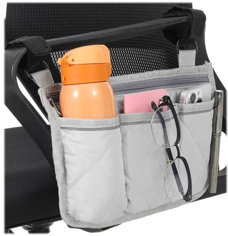 Classicseali Wheelchair Side Bag,Wheelchair Bag Side,Pongee Material Wheel Chair Accessories, Wheelchairs Accessorie Adults for Most Sizes and Styles of Wheelchairs, Transportation Chairs,Grey
